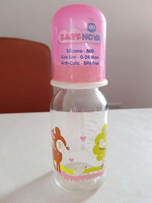 Steklena steklenička z navojem in silikonskim cucljom