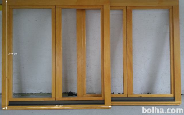 Nova dvokrilna lesena okna - 2 kom - 147x150cm