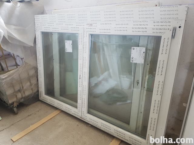 Okno PVC dvokrilno, belo, 1900 x 1310 mm s predok. roleto