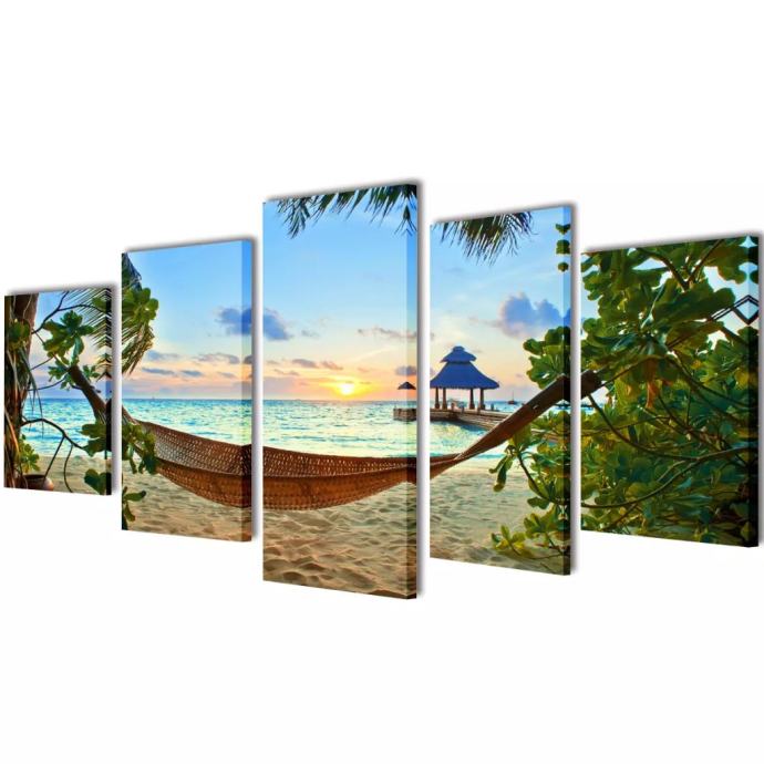 Set platen s printom peščene plaže in mreže 100 x 50 cm