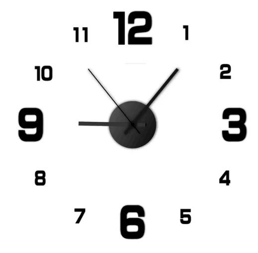 Stenska ura - 40cm 12 številk črna