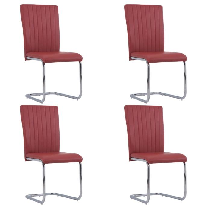 Jedilni stoli 4 kosi bordo rdeče umetno usnje