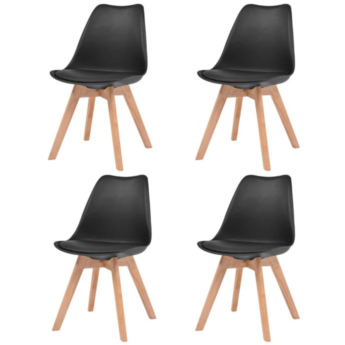 Jedilni stoli 4 kosi umetno usnje in masiven les črne barve
