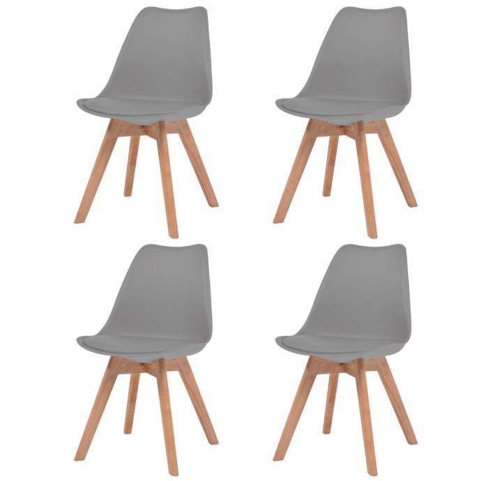 Jedilni stoli 4 kosi umetno usnje in masiven les sive barve