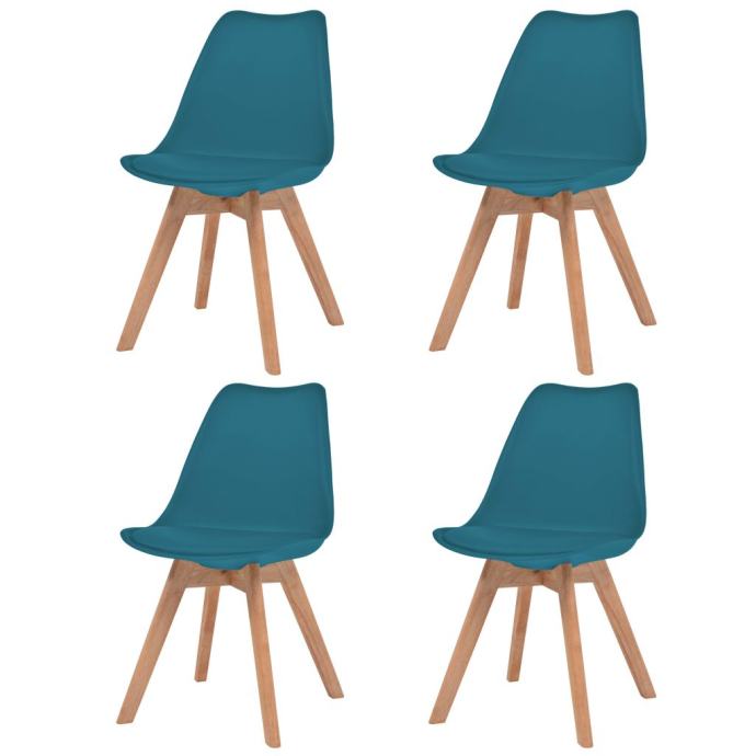 Jedilni stoli 4 kosi umetno usnje masiven les turkizne barve