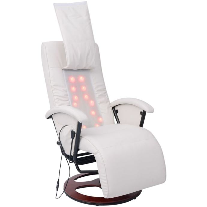 Shiatsu Masažni Fotelj Material Delno PU Bele Barve