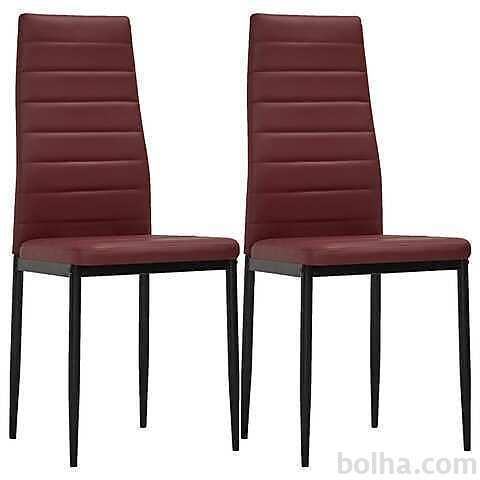 vidaXL Jedilni stoli 2 kosa bordo rdeče umetno usnje