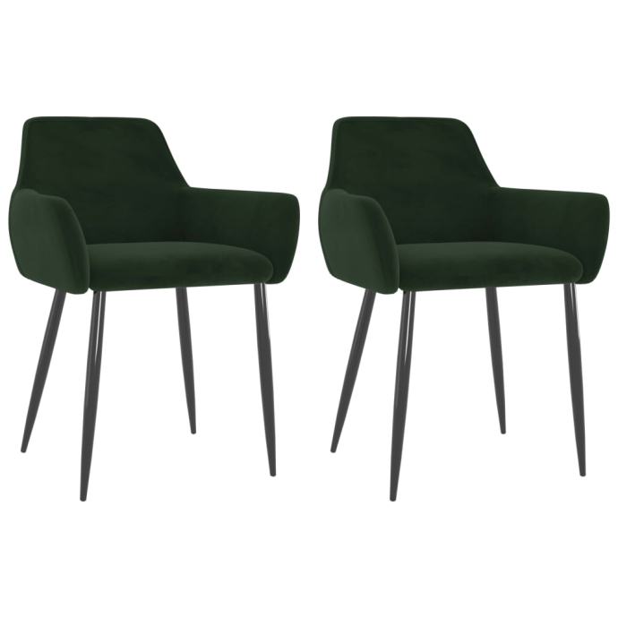 vidaXL Jedilni stoli 2 kosa temno zelen žamet