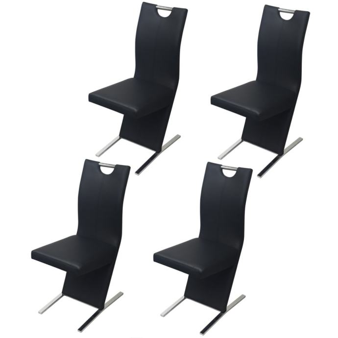 vidaXL Jedilni stoli 4 kosi črno umetno usnje