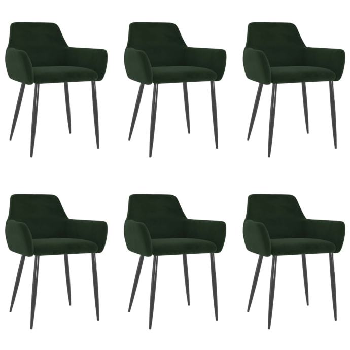 vidaXL Jedilni stoli 6 kosov temno zelen žamet