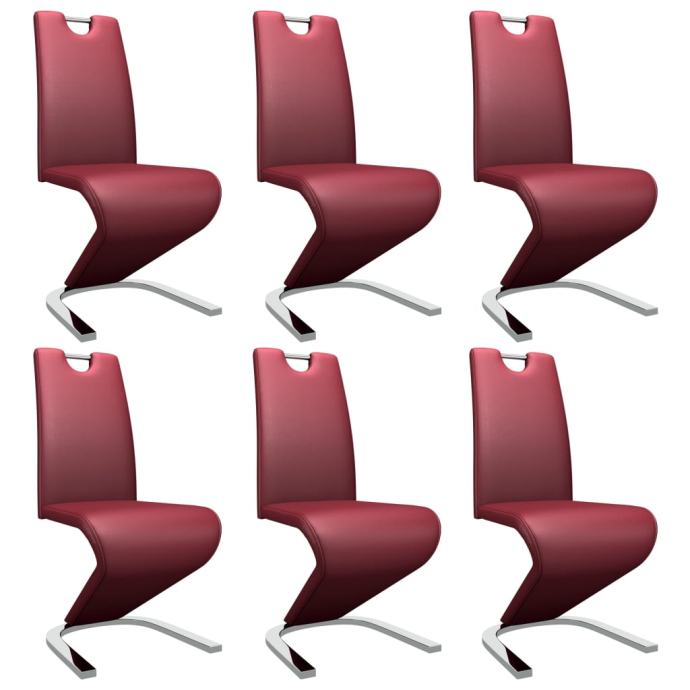vidaXL Jedilni stoli cikcak oblike 6 kosov vinsko rdeče umetno usnje