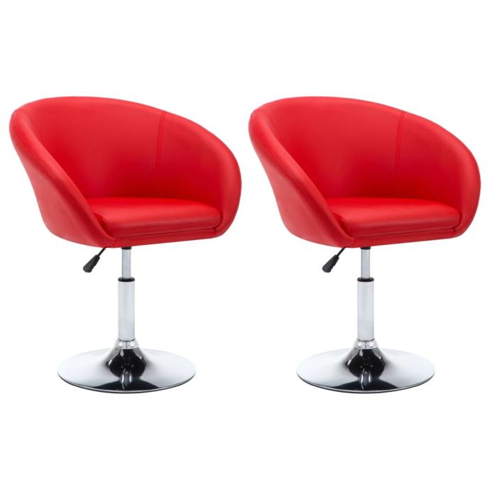 vidaXL Vrtljivi jedilni stoli 2 kosa rdeče umetno usnje