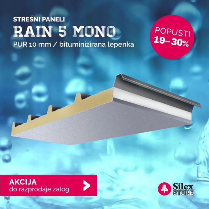 SILEX STREŠNI PANEL RAIN 5 MONO PUR 10mm / bituminizirana lepenka