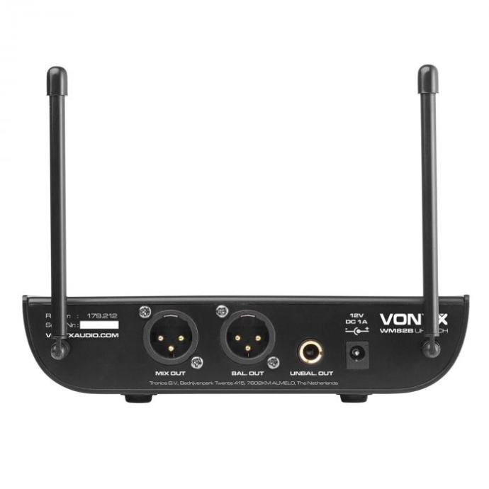 Vonyx WM82 Digital 2-kanalni sistem UHF brezžičnih mikrofonov, Črna