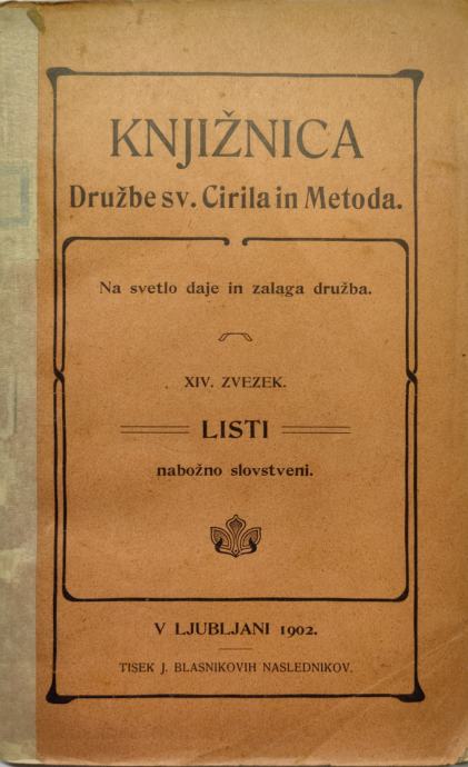Ivan Vrhovnik, Listi nabožno slovstveni, 1902