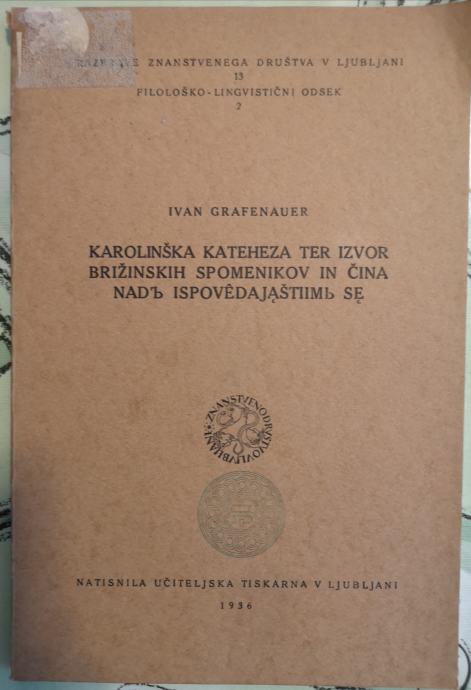 Karolinška kateheza / Ivan Grafenauer, 1936, podpisana