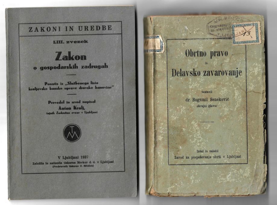 ZAKON O GOSPOD. ZADRUGAH, OBRTNO PRAVO IN DELAVSKO ZAVAROVANJE, 1937