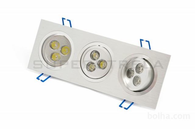 LED vgradna stropna svetilka / 3 x 3 LED / 9W / 230V
