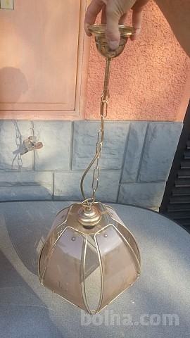 Steklen lestenec luster / viseča luč s kovinskim ogrodjem