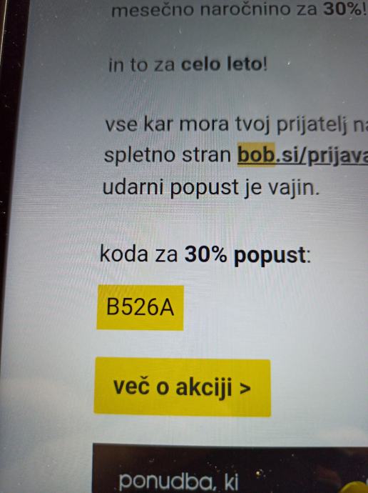 koda 30 za popust bob
