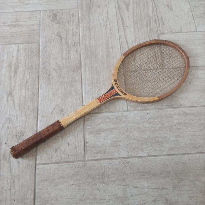 Retro DUNLOP tenis lopar - (Leseni lopar) - Vintage lopar za okras
