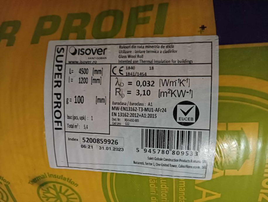 Steklena volna Isover profi 100