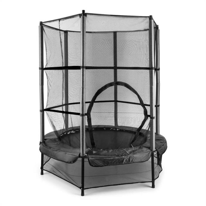 KLARFIT Rocketkid, črn, 140 cm, trampolin, notranja varnostna mreža, b