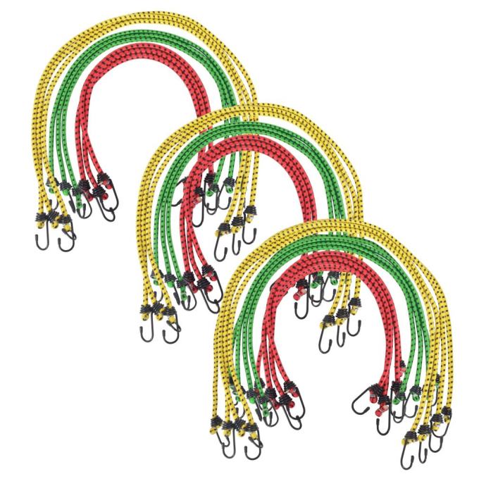 vidaXL Elastične vrvi 30 kosov 60/80/100 cm rdeče rumene zelene