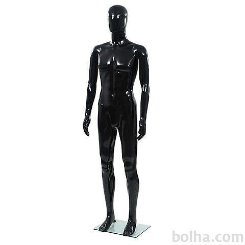 vidaXL Celotna moška izložbena lutka s stekleno osnovo črna 185 cm