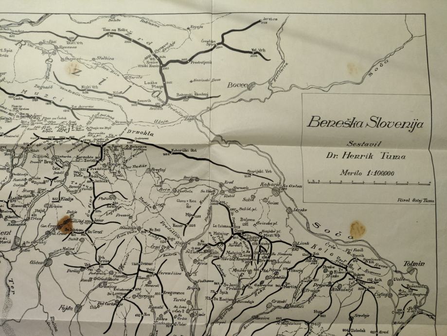 Beneška Slovenija, zemljevid / Henrik Tuma, 1934