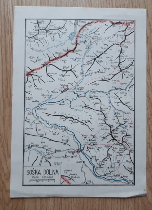 Topografska karta  SOŠKA DOLINA 1:150000 15x21cm