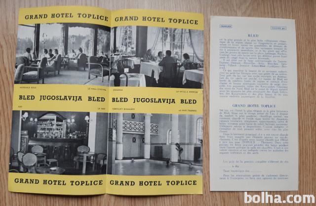 Turistični prospekt Bled Grand Hotel TOPLICE 1958