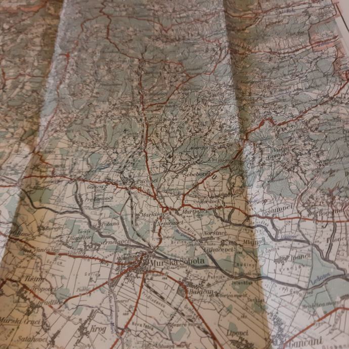 Zemljevid Murska Sobota 1:100000 1956 vojnogeografski inštitut Jna