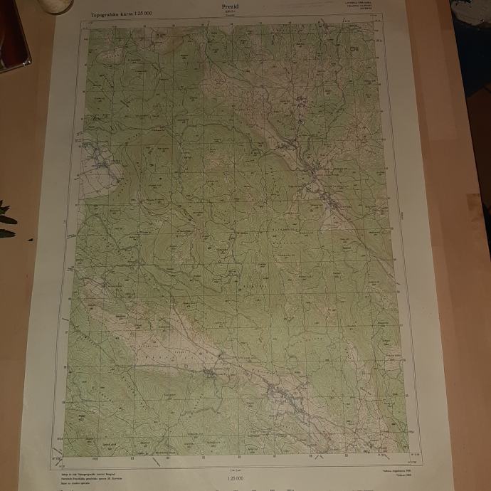 Zemljevid - Topografska karta 1:25000 Prezid leto 1986