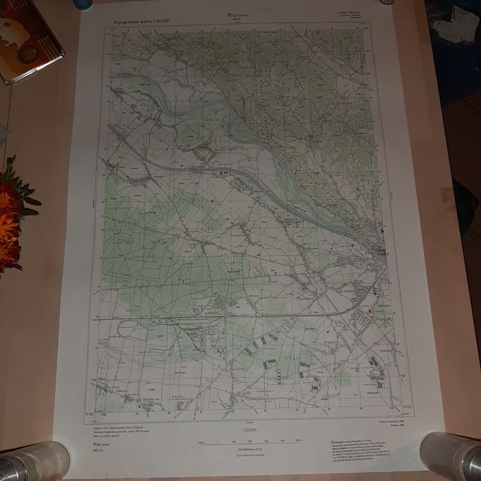Zemljevid - Topografska karta 1:25000 Ptuj - zahod leto 1986