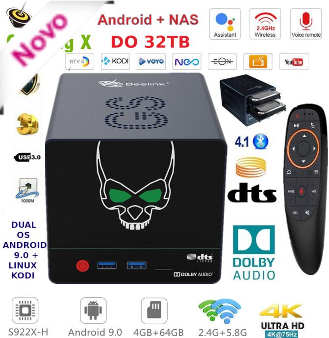 Beelink GS-King X Android Box NAS do 32TB 3.5 TV Box Android 9