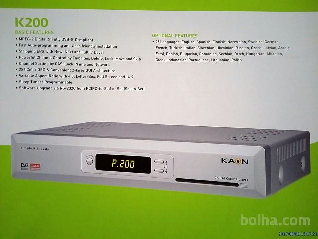 Digitalni cable receiver Kaon K200