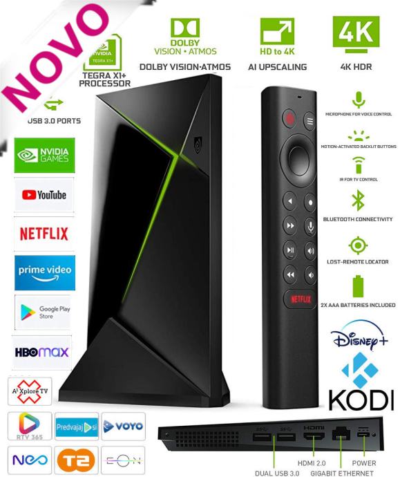 Nvidia Shield Pro TV Android 11 KODI T2 EON NEO HBO A1 VOYO RTX igre