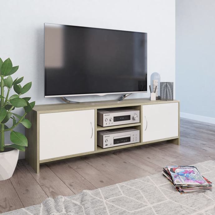 vidaXL TV omarica bela in sonoma hrast 120x30x37,5 cm iverna plošča