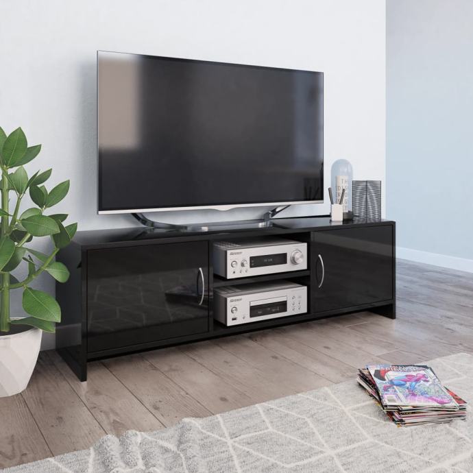 vidaXL TV omarica visok sijaj črna 120x30x37,5 cm iverna plošča
