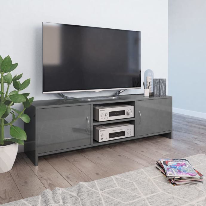 vidaXL TV omarica visok sijaj siva 120x30x37,5 cm iverna plošča