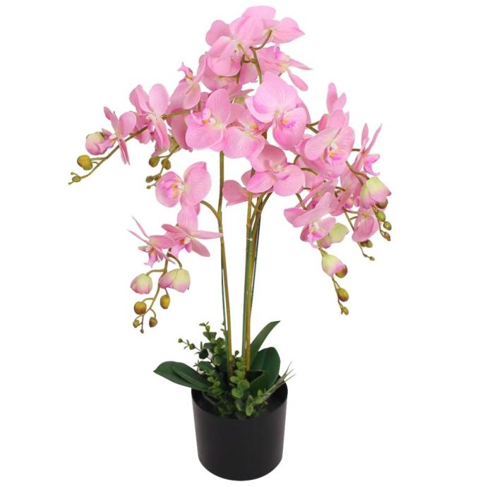 Umetna rastlina orhideja v loncu 75 cm roza