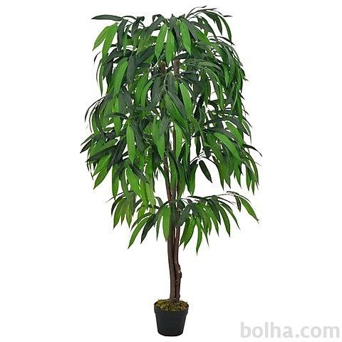 vidaXL Umetna rastlina mangovec v loncu zelen 140 cm
