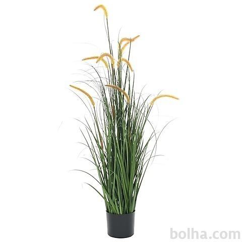 vidaXL Umetna rastlina trava s širokolistnim rogozom 135 cm