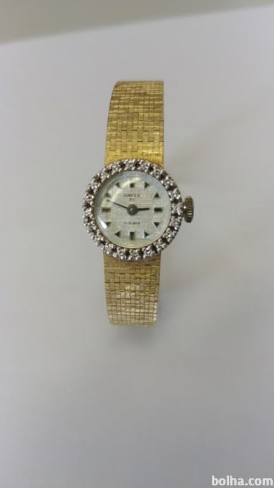 Zlata ženska ročna ura z diamanti Anker