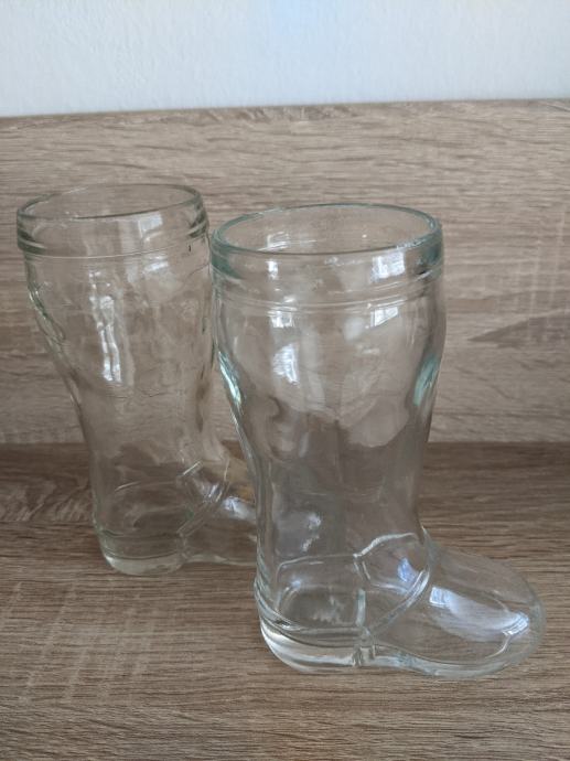 Retro steklena vaza/škorenj 15x10x4,5cm