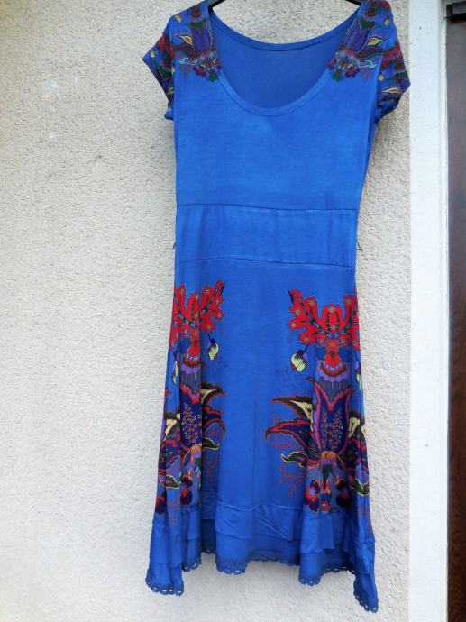 MISS MODA modra viskozna poletna obleka