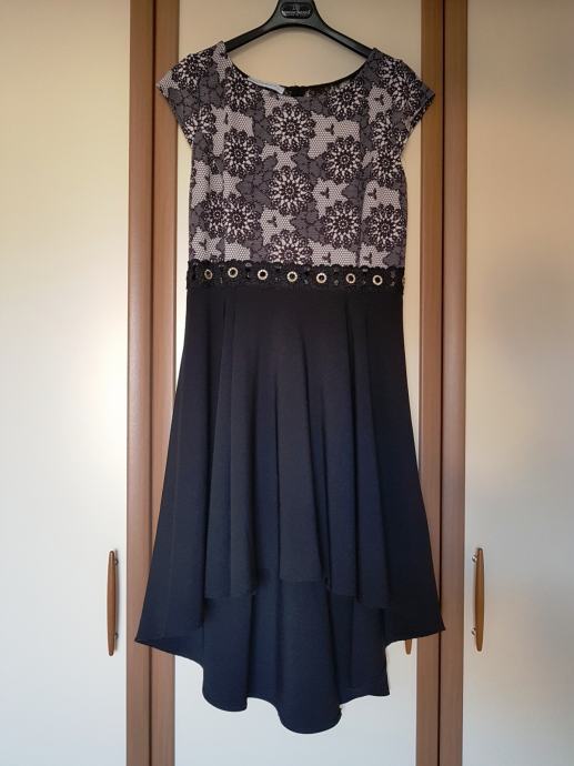 Rinascimento obleka s čipko zadaj, črna/roza – XL