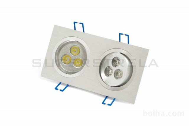 LED vgradna stropna svetilka / 2 x 3 LED / 6W / 230V