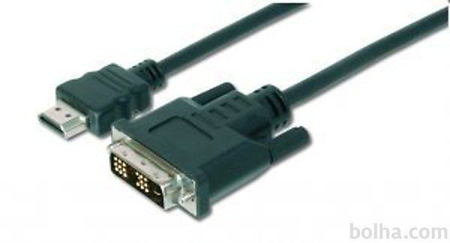 Priključni video kabel Assmann, HDMI/DVI-D, 5m
